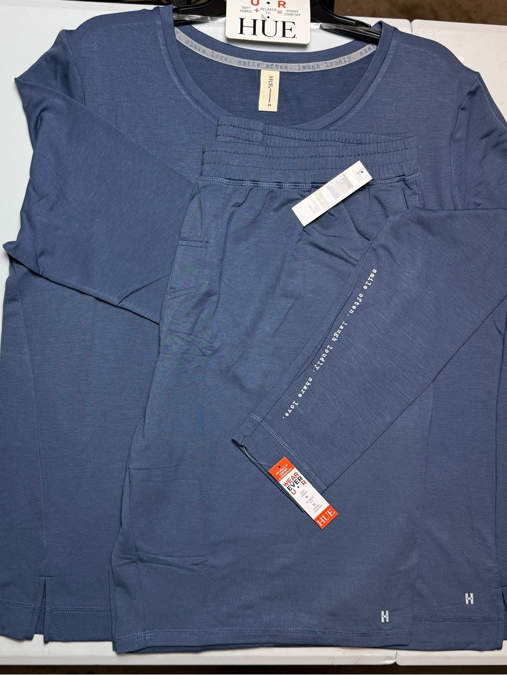 HUE Women's Two-Piece Sleep Set in Slate Blue - Picture 2 of 6